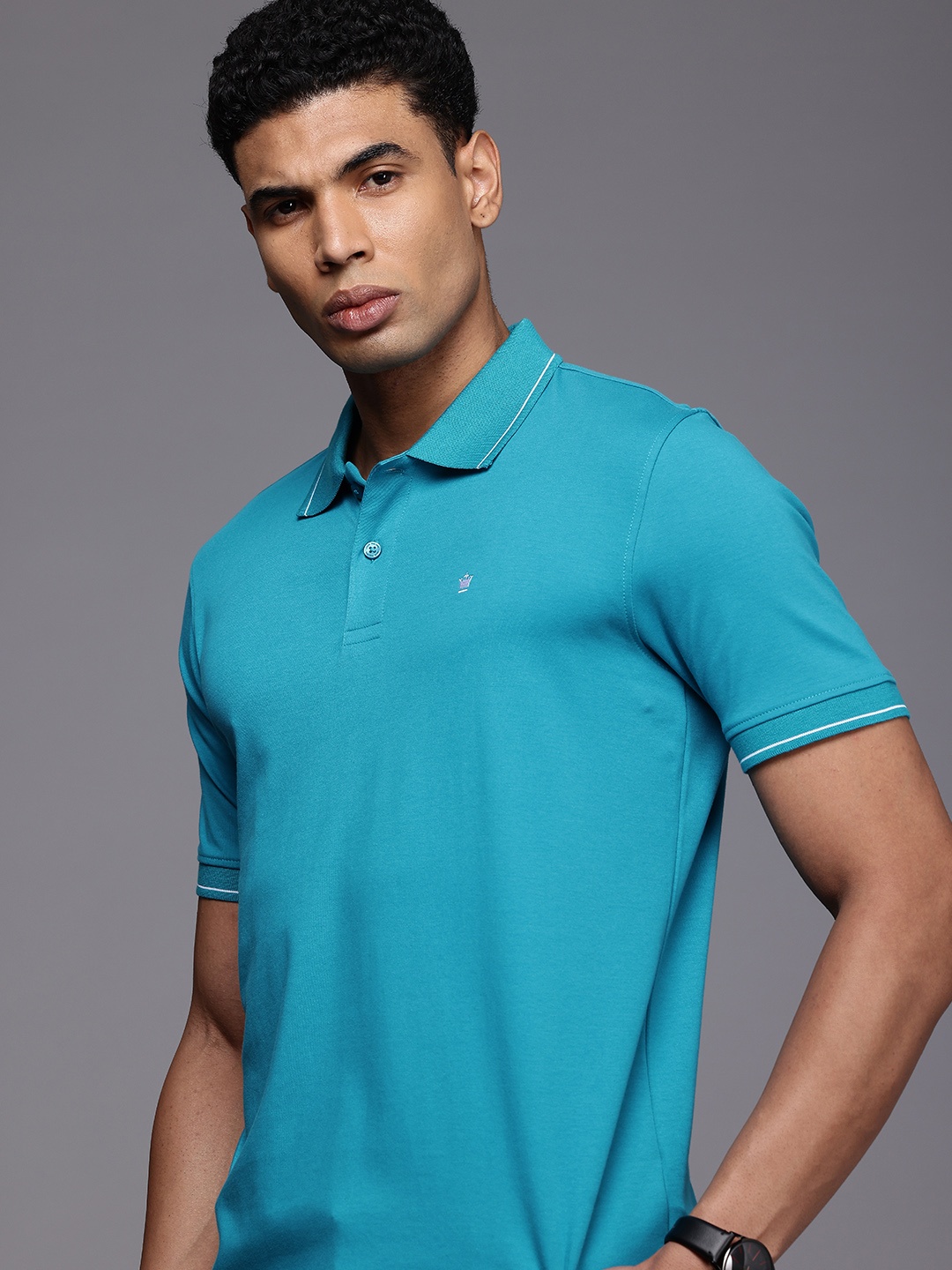 

Louis Philippe Polo Collar Pure Cotton T-shirt, Blue