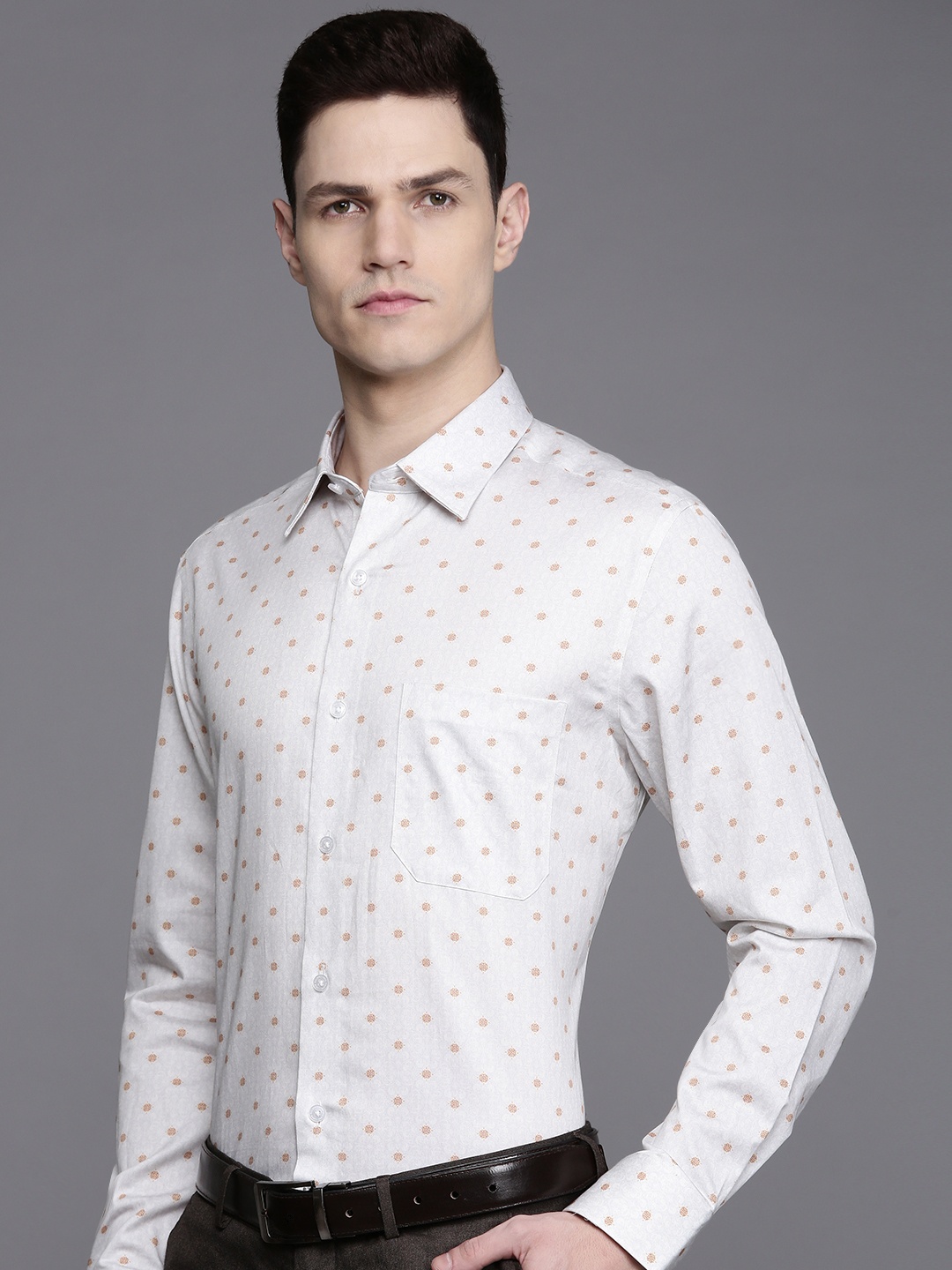 

Louis Philippe Pure Cotton Classic Opaque Printed Formal Shirt, White