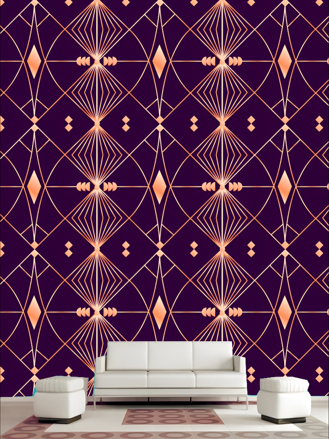 

KSHIRSA Purple & Peach Coloured 3D Printed Self-Adhesive Wallpaper