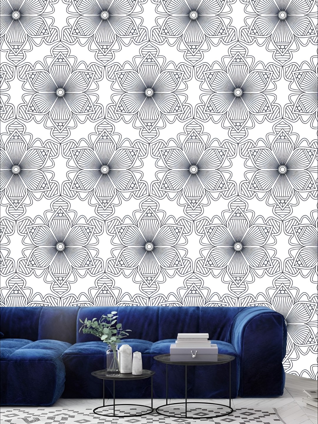 

KSHIRSA Black & White 3D Printed Self-Adhesive Wallpaper