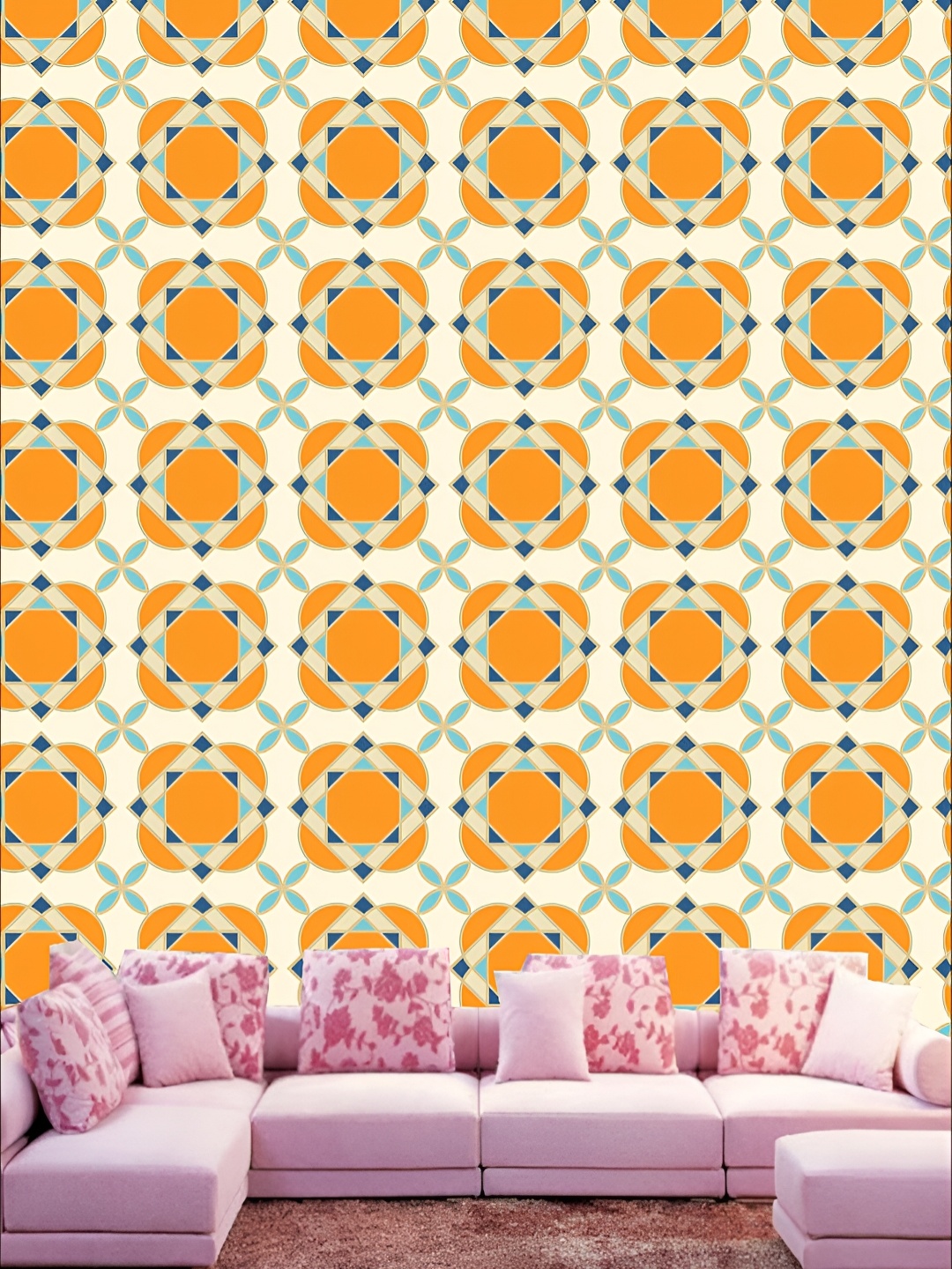 

KSHIRSA Orange Coloured & Green 3D Printed Self-Adhesive Wall Sticker