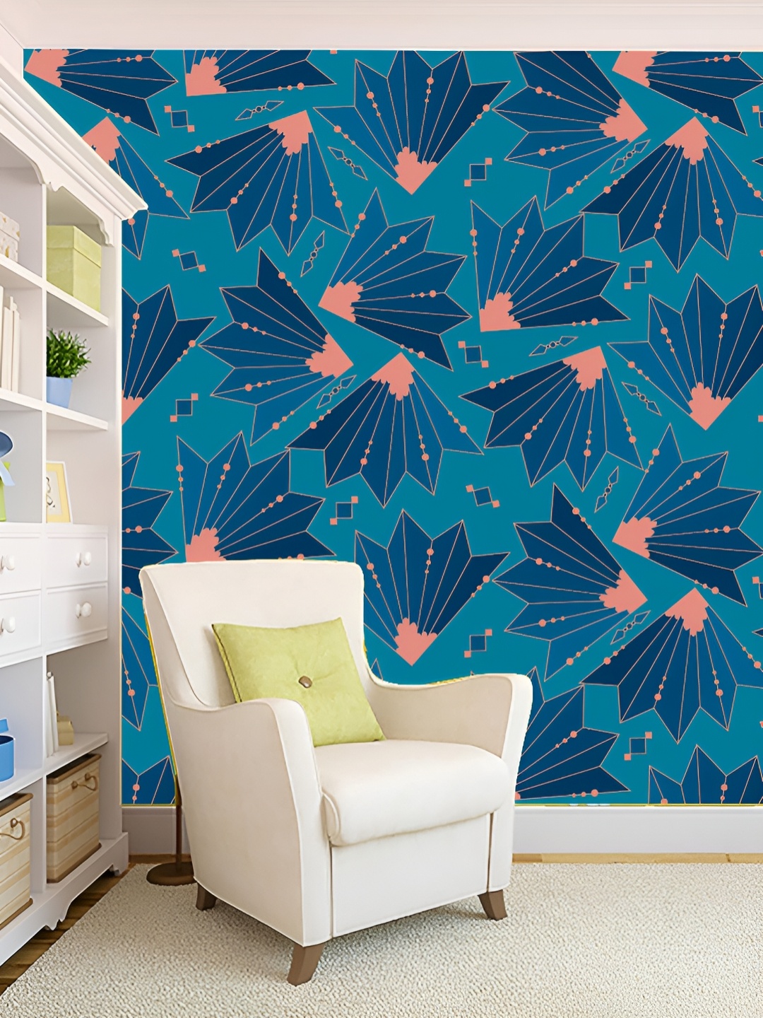 

KSHIRSA Blue & Pink 3D Printed Self-Adhesive Wallpaper