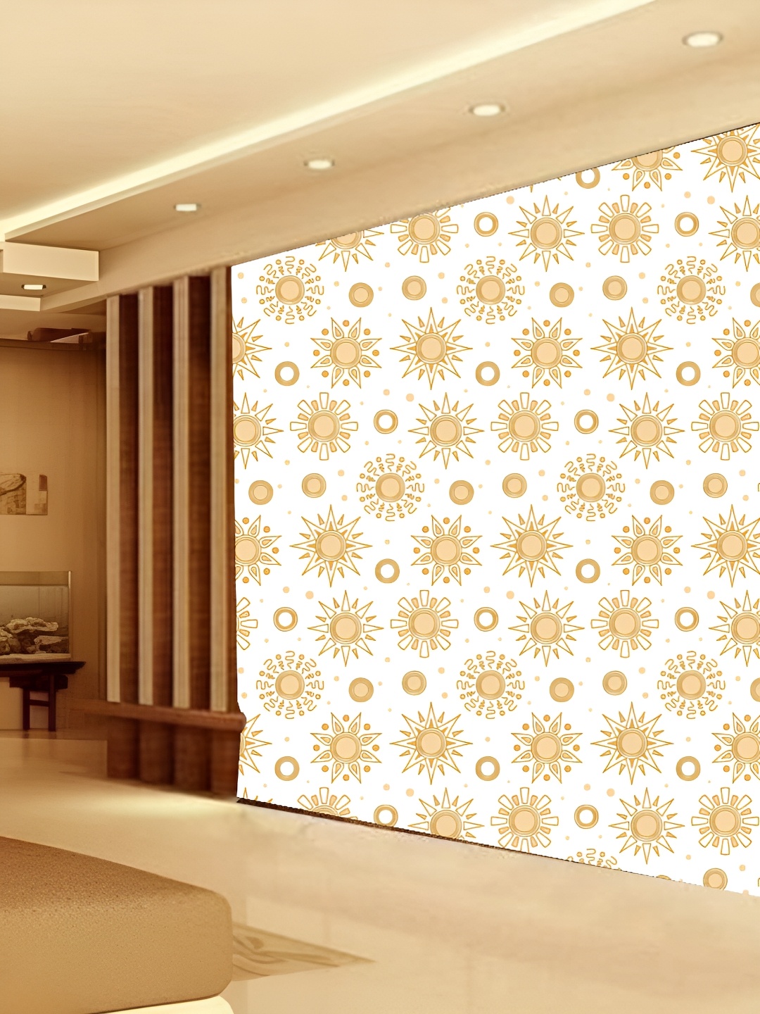 

KSHIRSA Beige & White 3D Printed Self-Adhesive Wallpaper