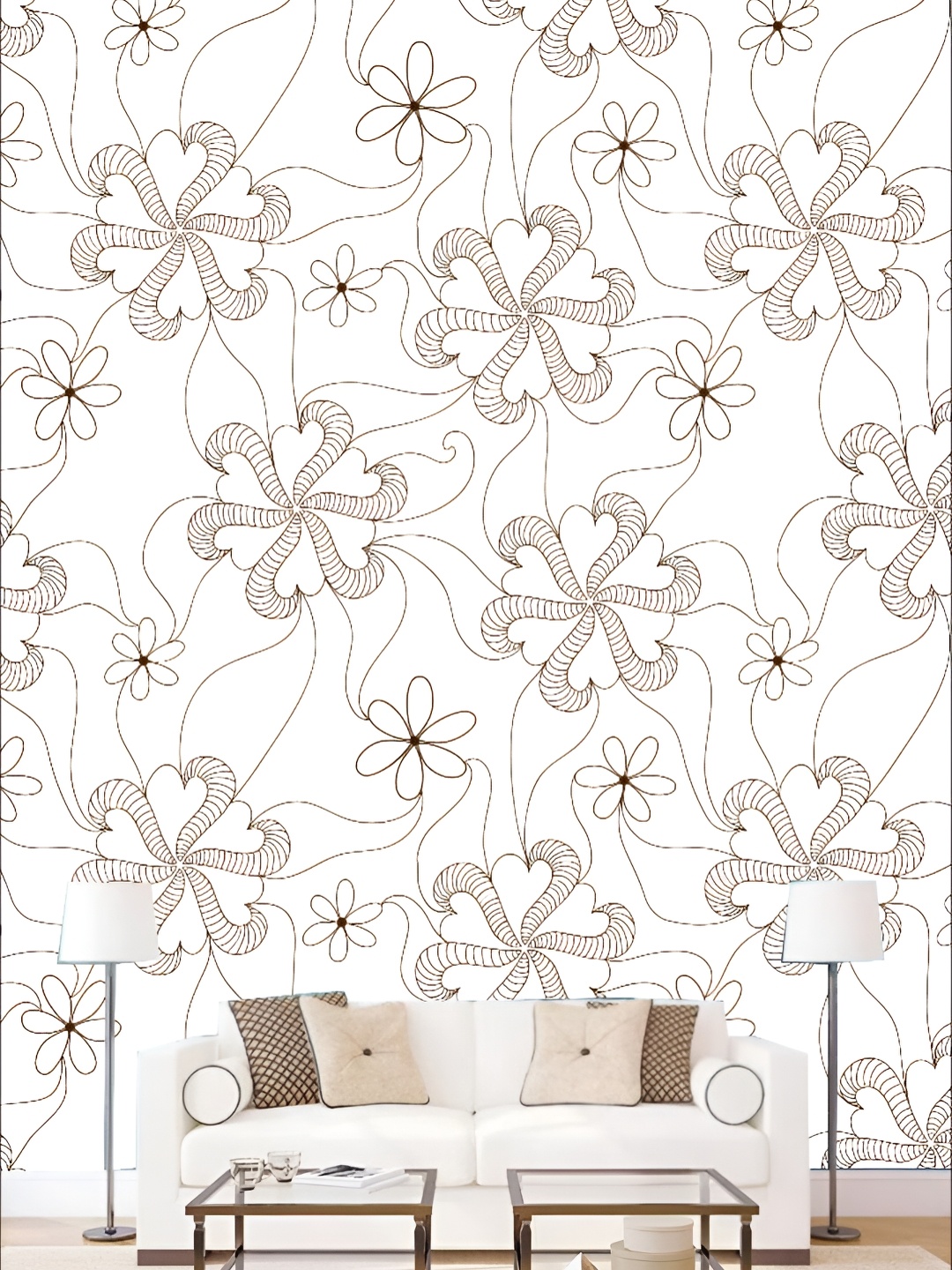 

KSHIRSA Black & White 3D Printed Self-Adhesive Wallpaper