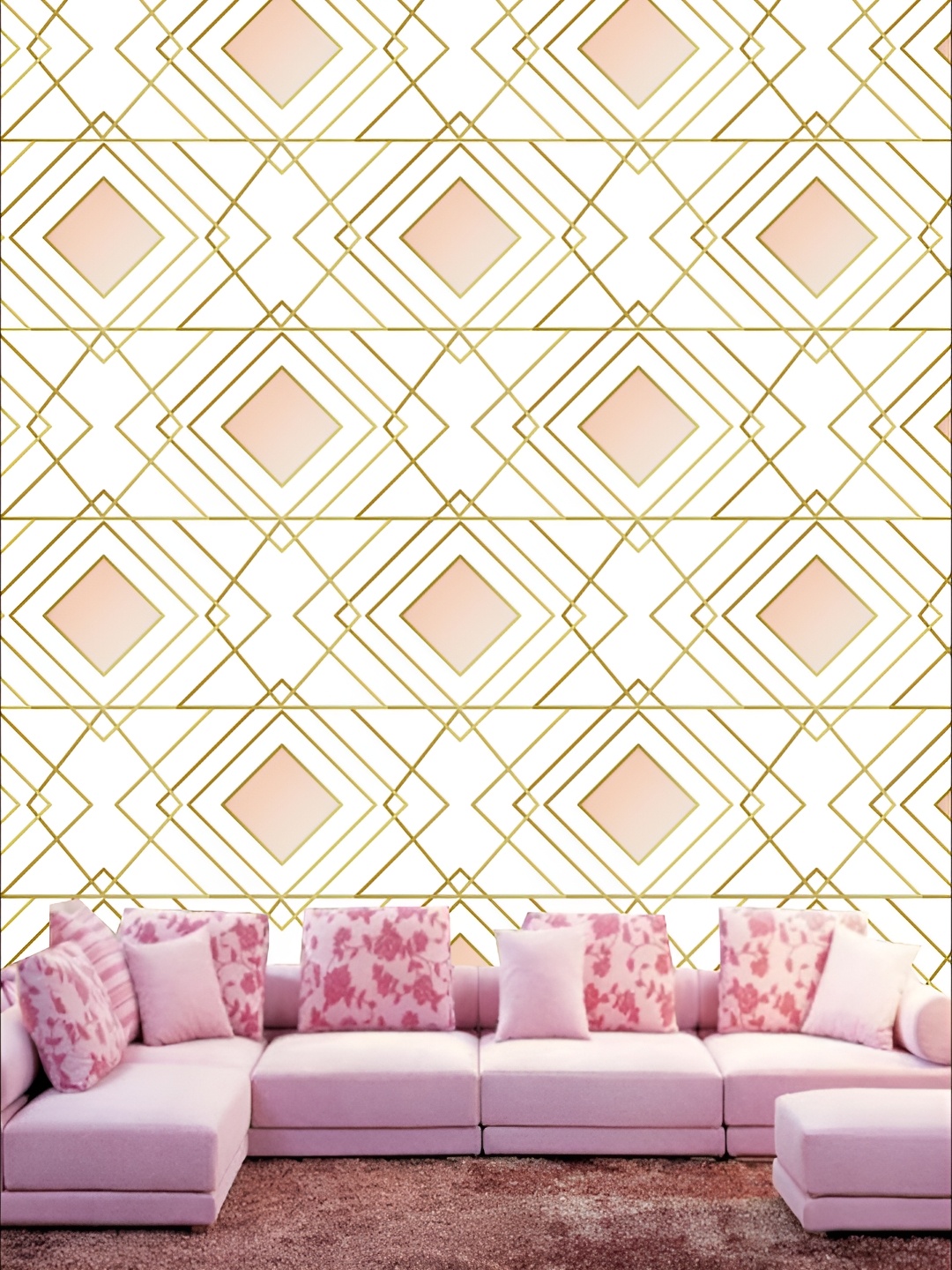 

KSHIRSA Pink & White 3D Printed Abstract Self-Adhesive Wallpaper