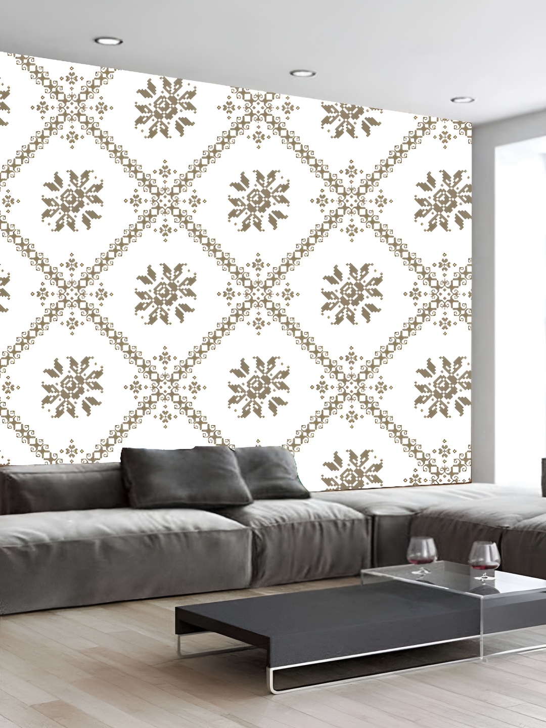 

KSHIRSA Grey & White 3D Printed Self-Adhesive Wallpaper