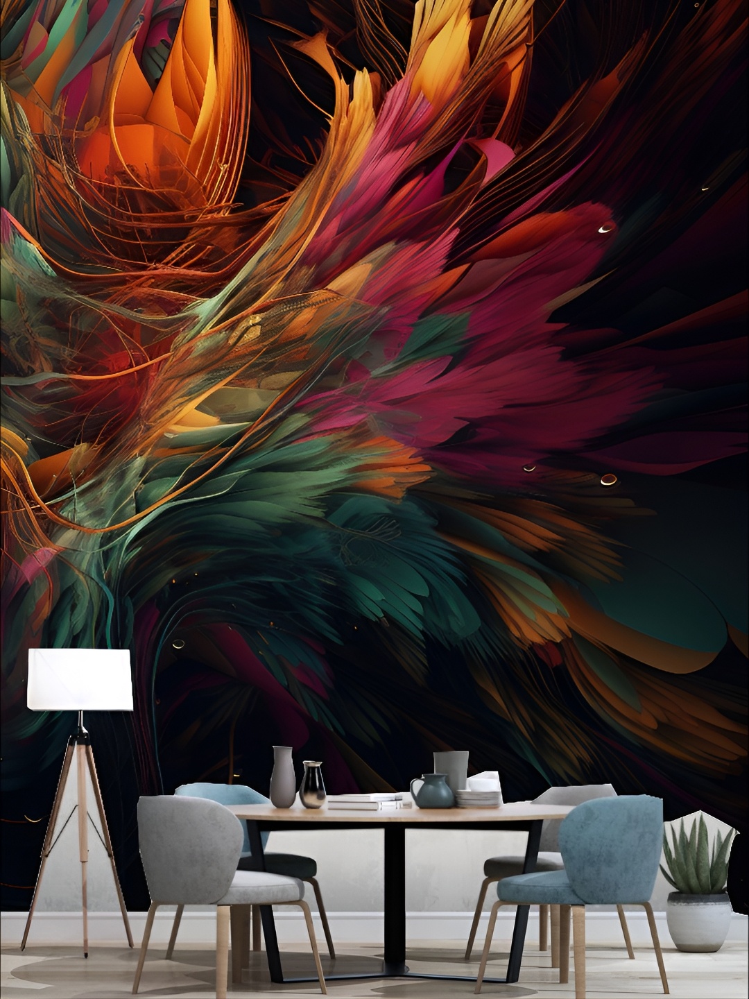 

KSHIRSA Green & Orange-Colored Self-Adhesive 3D Wall Sticker