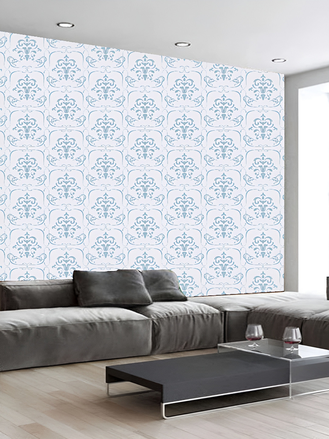 

KSHIRSA Blue & White Printed Self-Adhesive Wallpaper