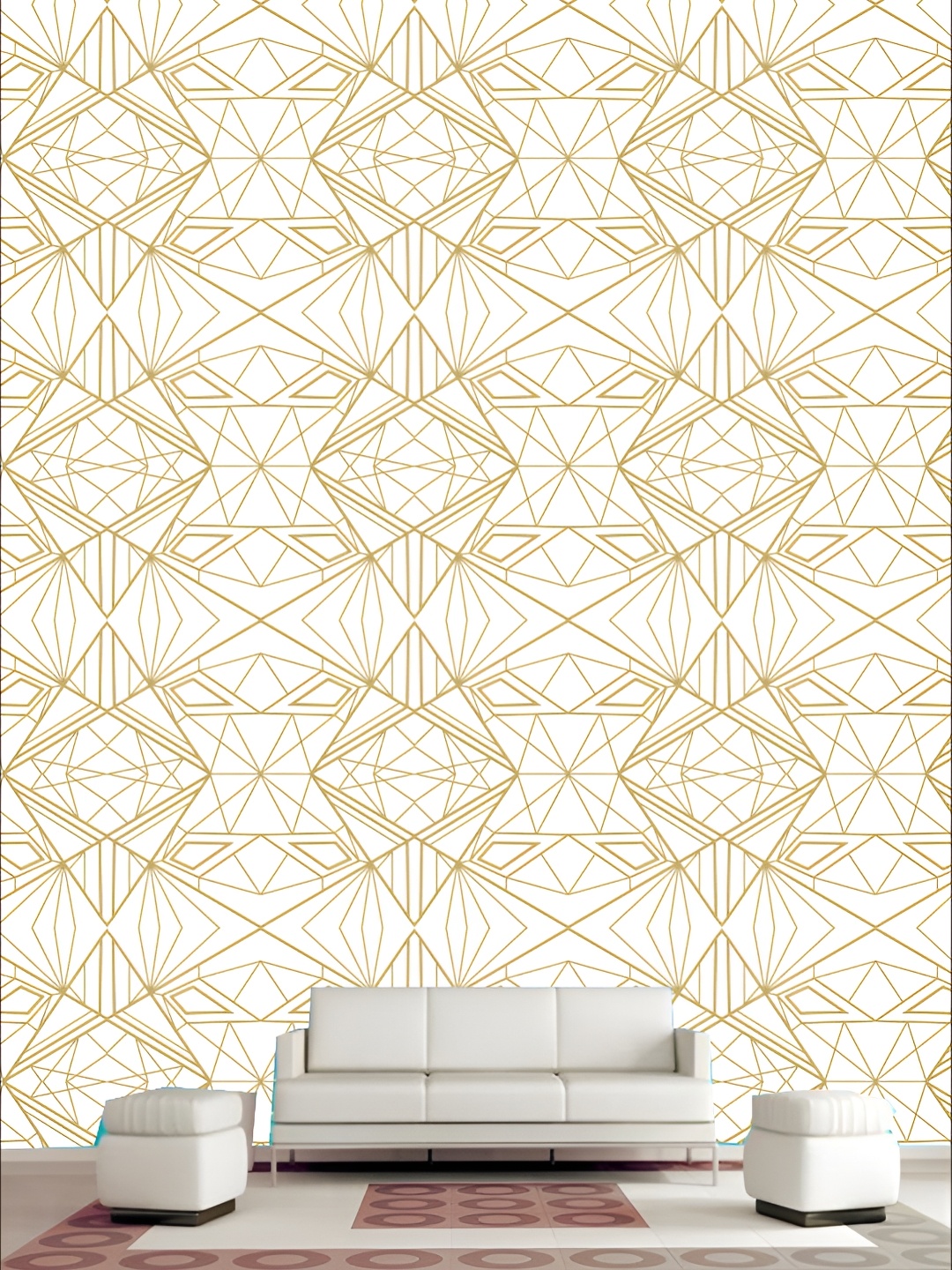 

KSHIRSA White & Gold Toned Self-Adhesive 3D Wall Sticker