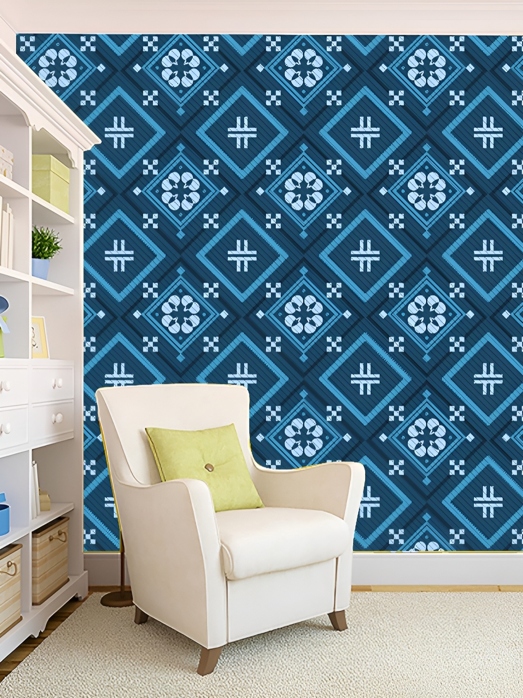 

KSHIRSA Blue 3D Printed Self-Adhesive Wallpaper