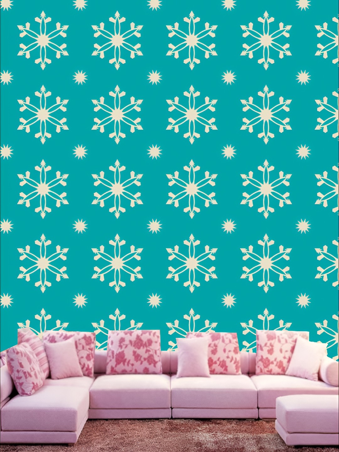 

KSHIRSA Turquoise Blue & White Self-Adhesive 3D Wall Sticker