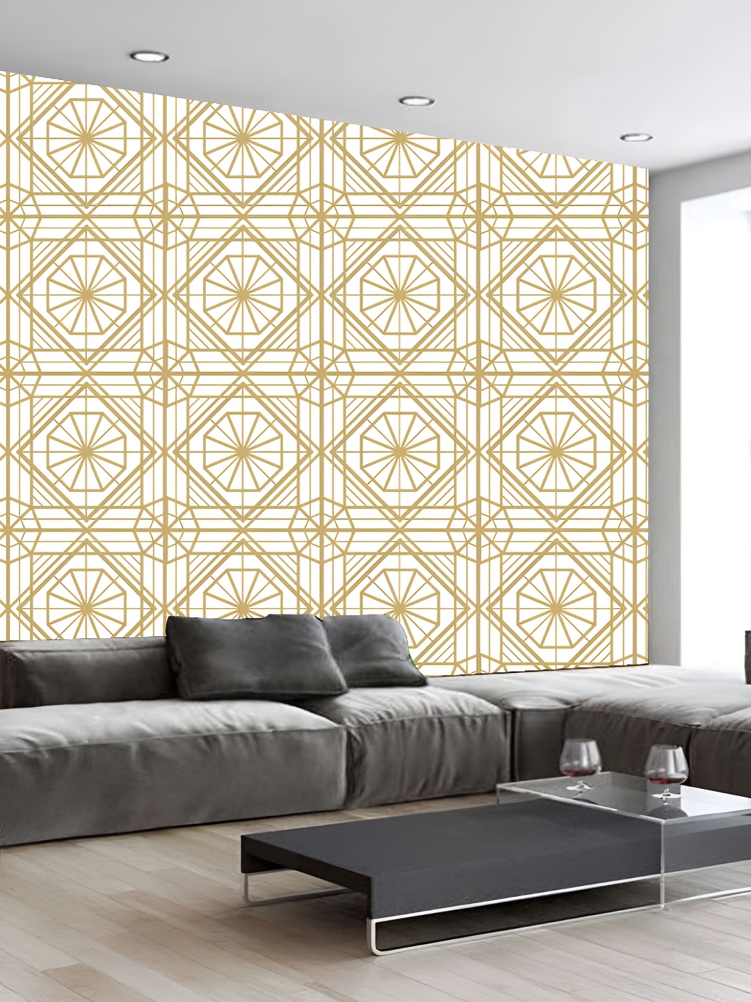 

KSHIRSA Beige & White 3D Printed Self-Adhesive Wallpaper