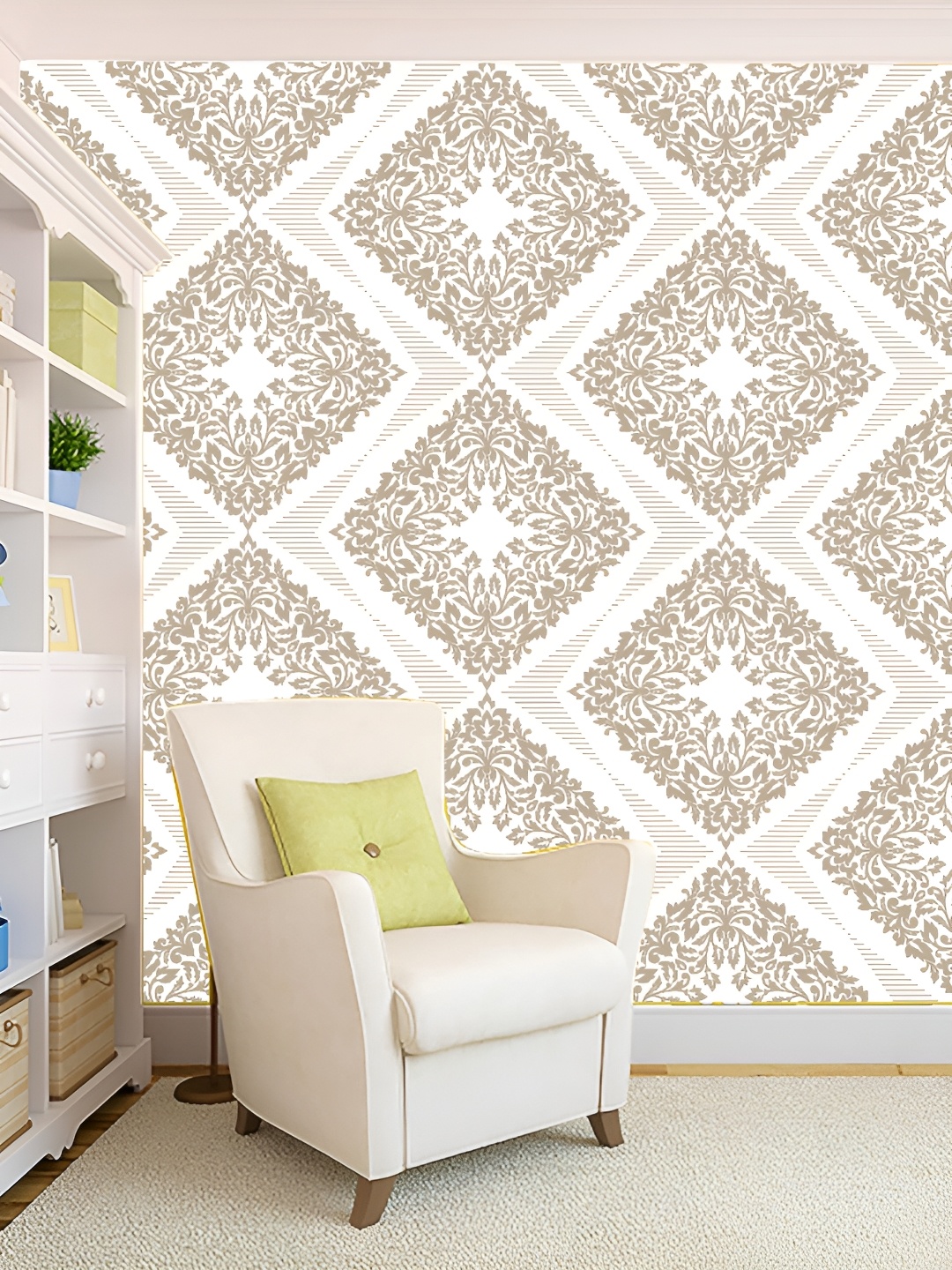 

KSHIRSA White & Taupe Self-Adhesive 3D Wall Sticker