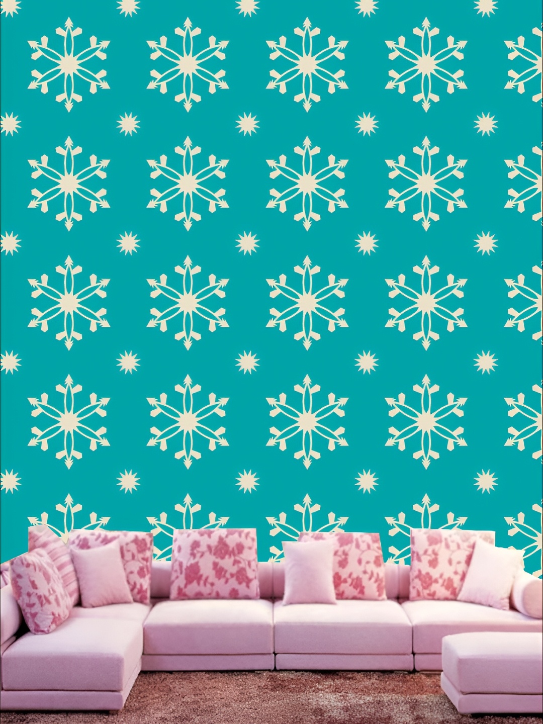 

KSHIRSA Sea Green & White 3D Printed Self-Adhesive Wallpaper