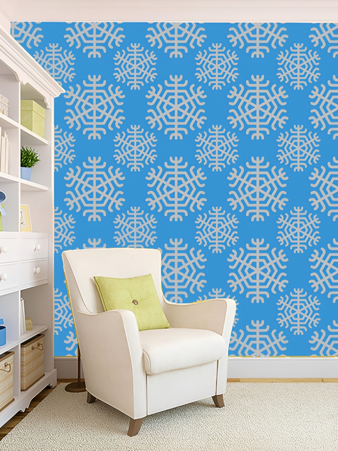 

KSHIRSA Blue & Grey 3D Printed Self-Adhesive Wallpaper