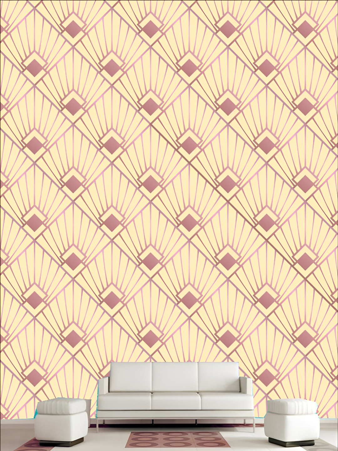 

KSHIRSA Beige & Pink 3D Printed Self-Adhesive Wallpaper