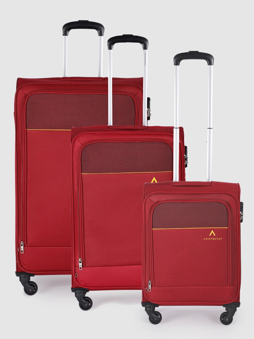 

Aristocrat Pack of 3 OASIS PLUS Trolley Suitcases - Cabin, Medium & Large, Red