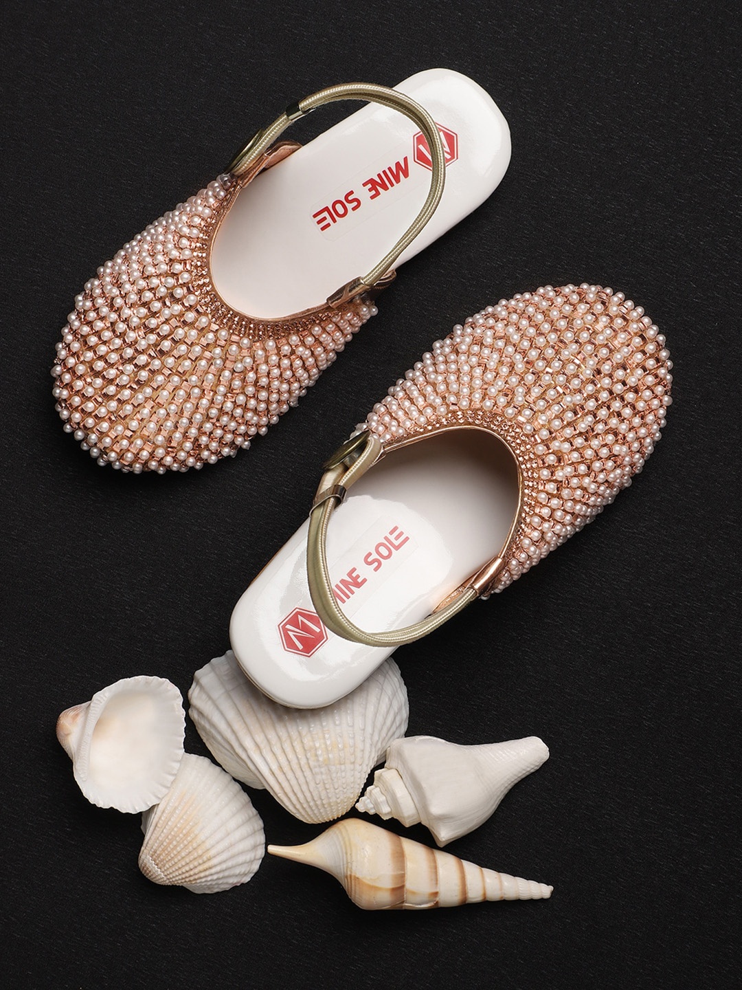 

Minesole Girls Embellished Mules, Rose gold