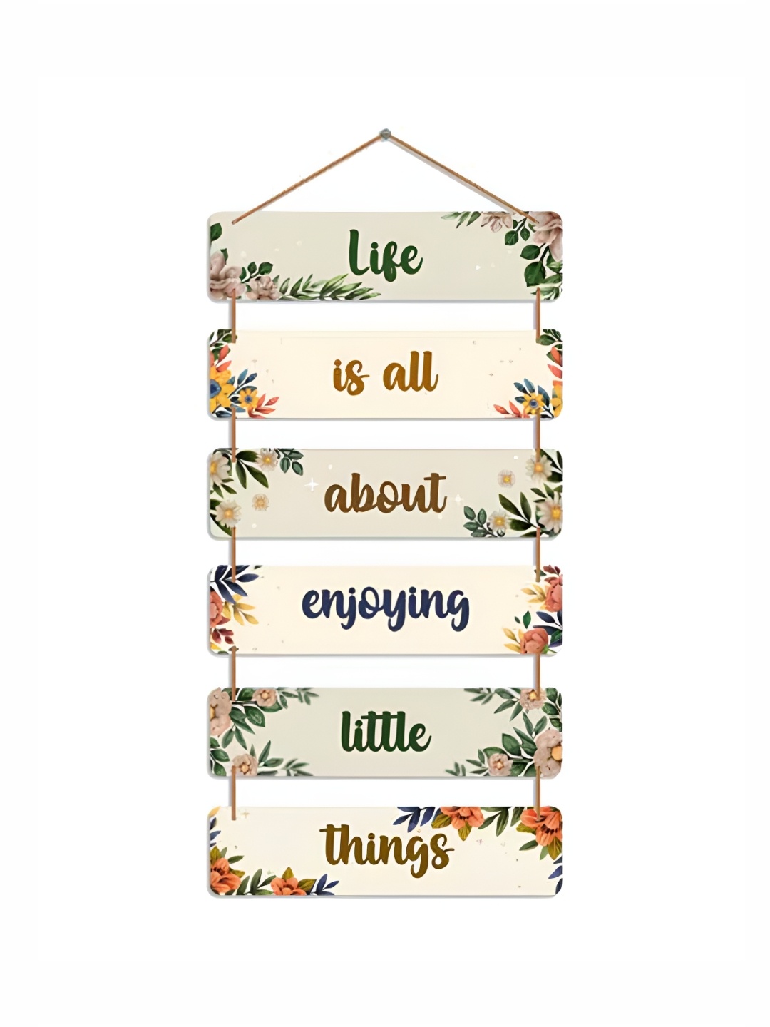 

THEDECORKART Beige & Green Printed Wooden Wall Hanging
