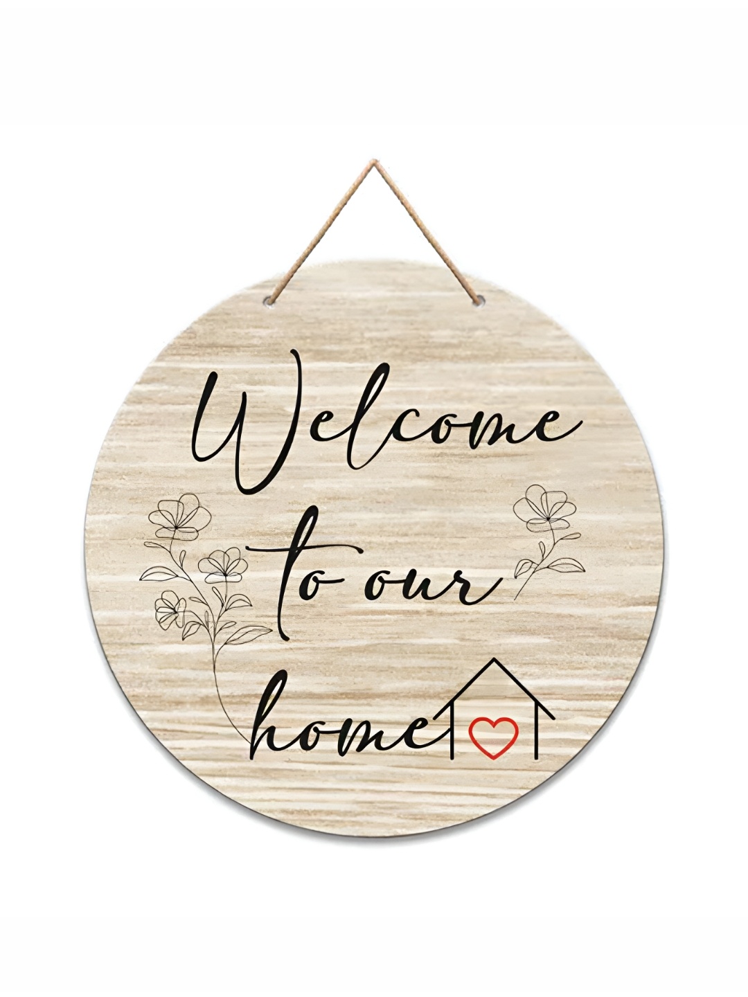 

THEDECORKART Beige & Black Printed Wooden Wall Hanging