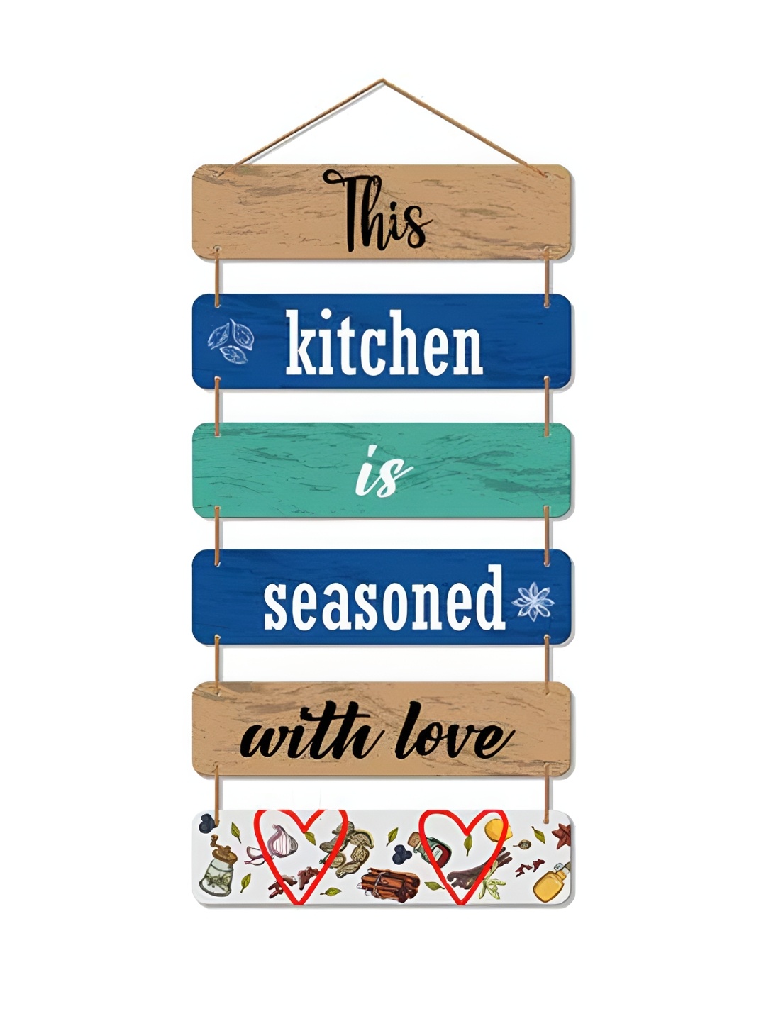 

THEDECORKART Blue & Brown Printed Wooden Wall Decor