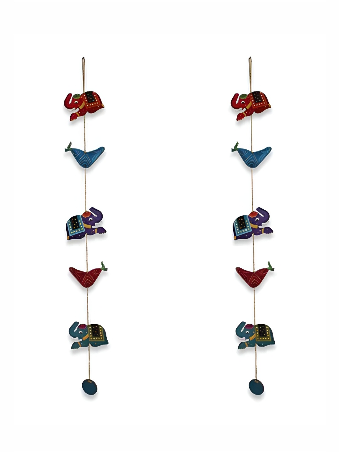 

THEDECORKART Red & Blue 2 Pieces Printed Wooden Door Hangings