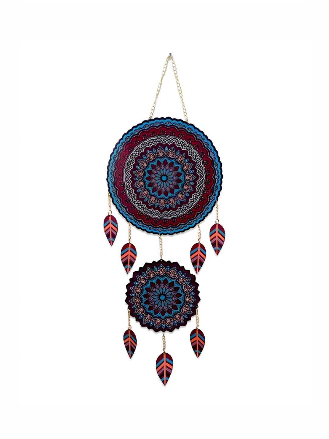 

THEDECORKART Blue & Maroon Printed Wooden Hanging Wall Decor