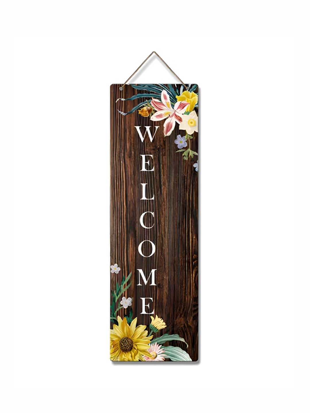 

THEDECORKART Brown & Pink Printed Wooden Wall Hanging