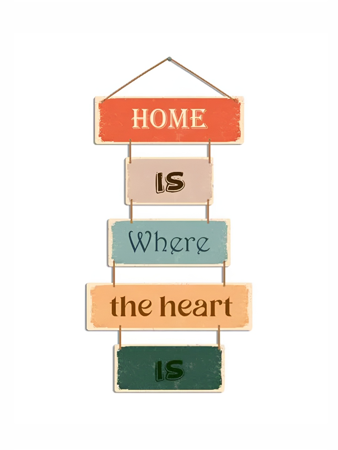 

THEDECORKART Orange & Green Printed Wooden Wall Hanging