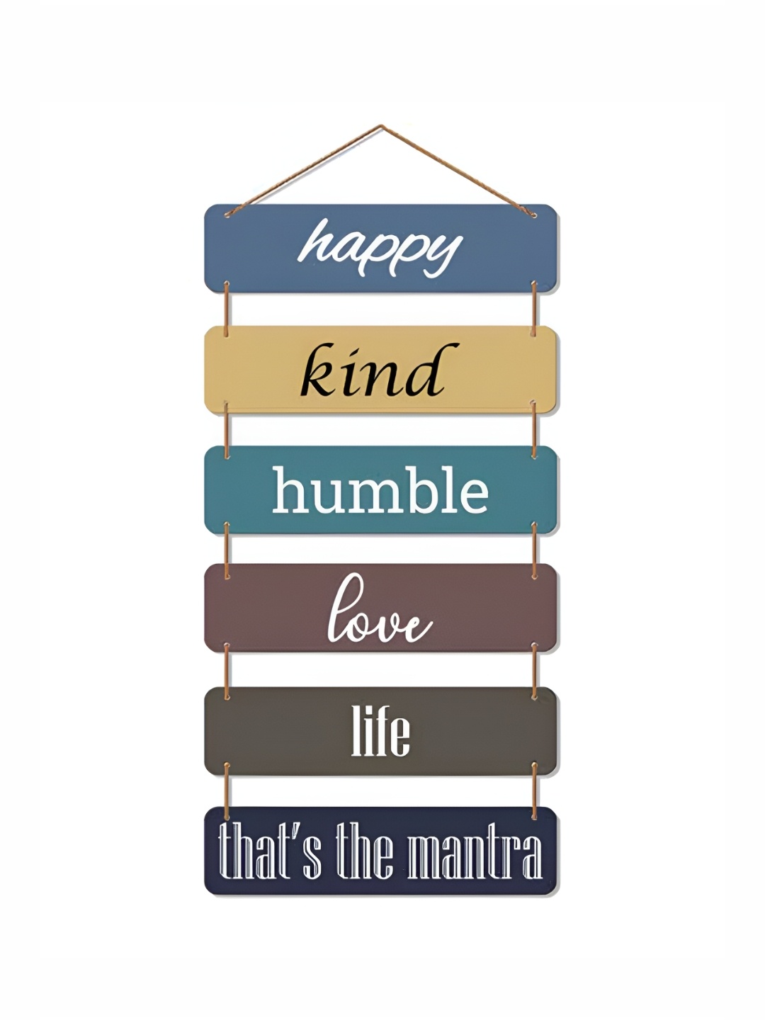 

THEDECORKART Blue & Brown Printed Wooden Wall Hanging