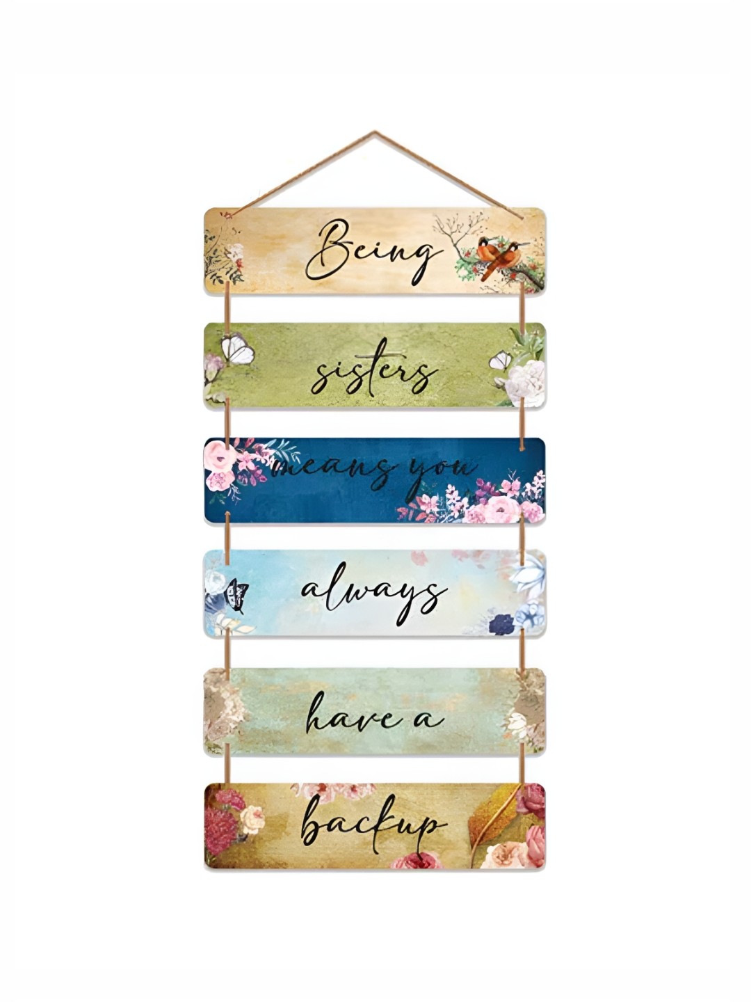 

THEDECORKART Blue & Green Printed Wooden Wall Hanging
