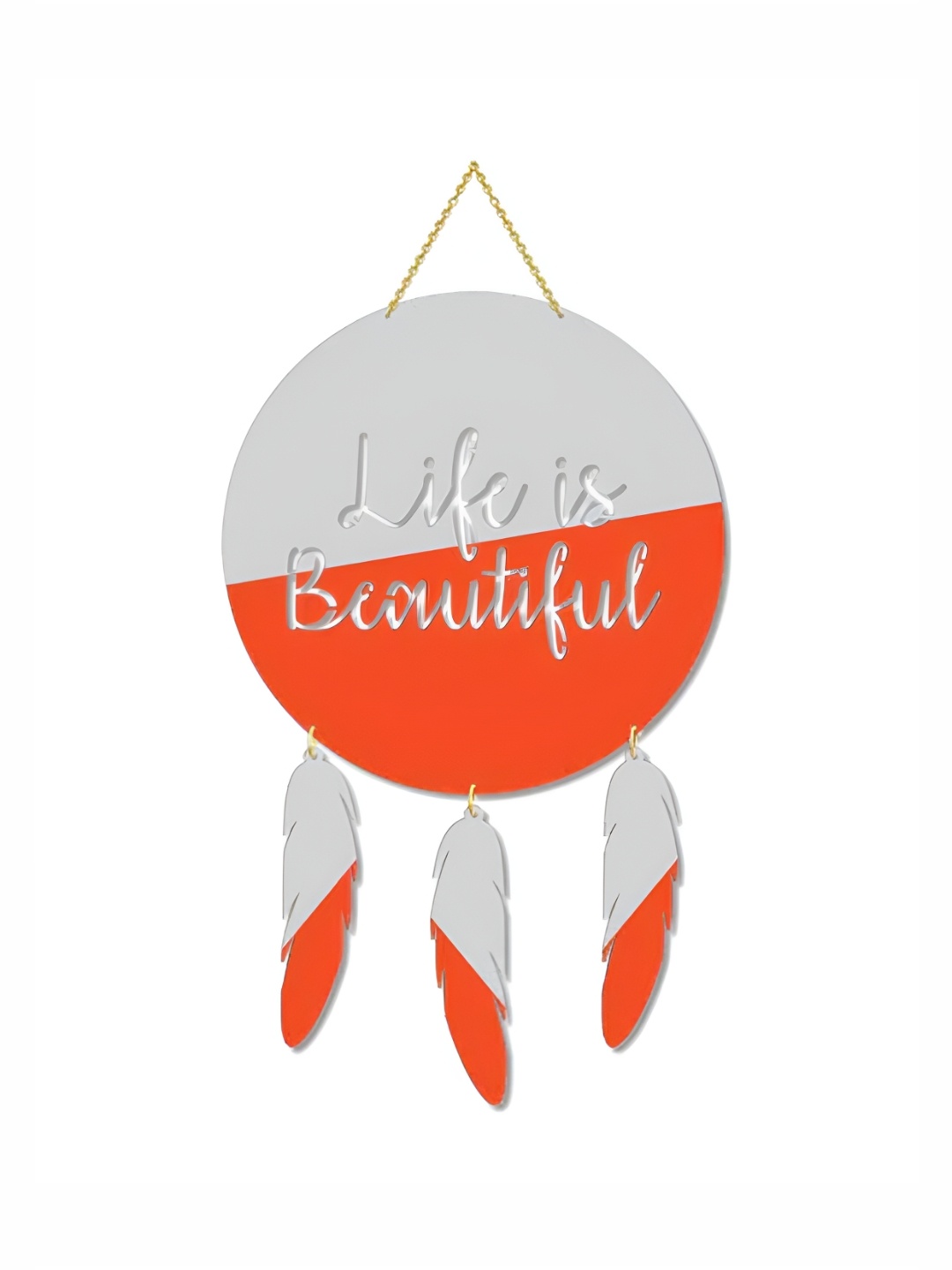 

THEDECORKART Red & Grey Printed Wooden Windchimes
