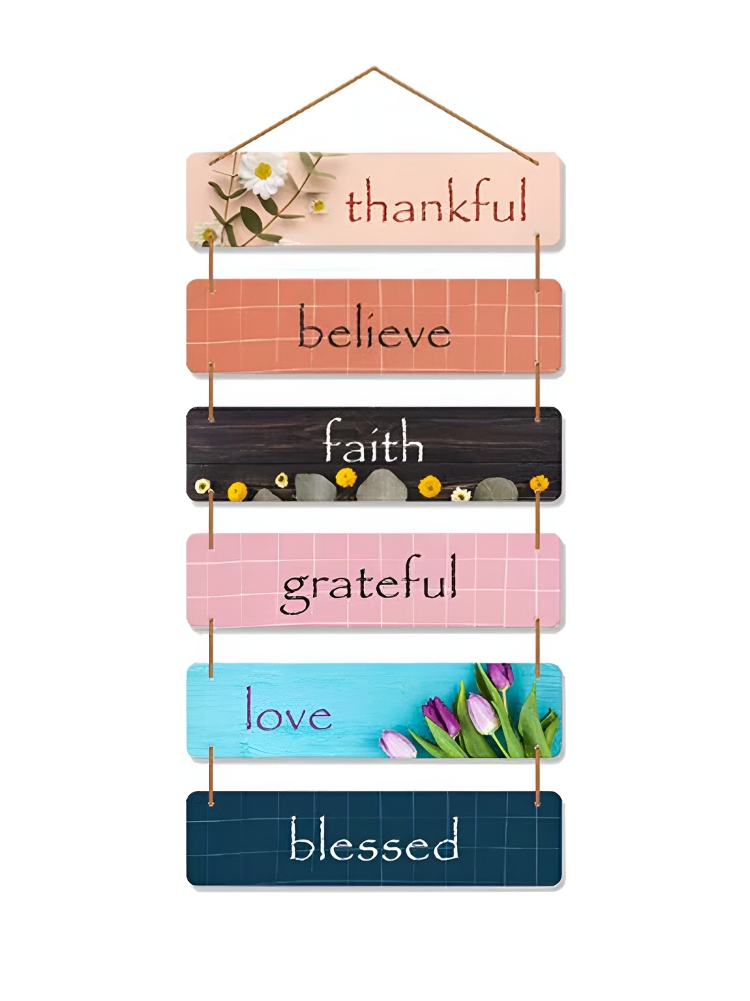 

THEDECORKART Pink & Blue Printed Wooden Wall Decor