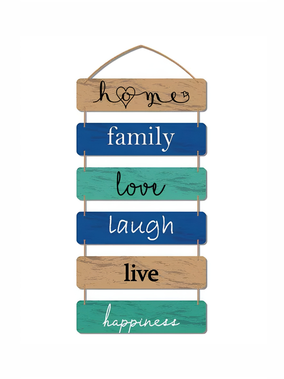 

THEDECORKART Blue & Green Printed Wooden Wall Hanging