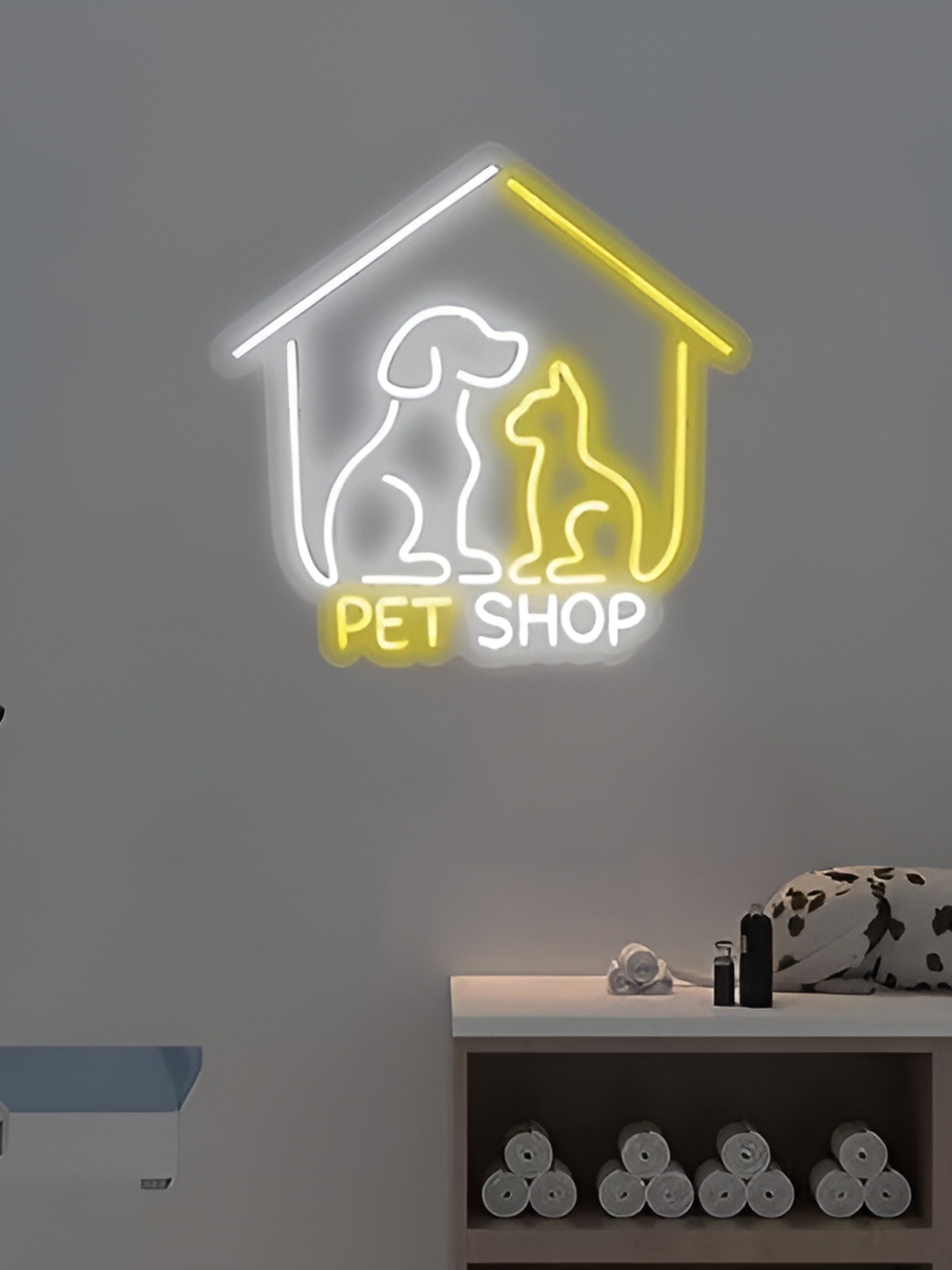 

the party planet Yellow & White Pet Shop LED Neon Light