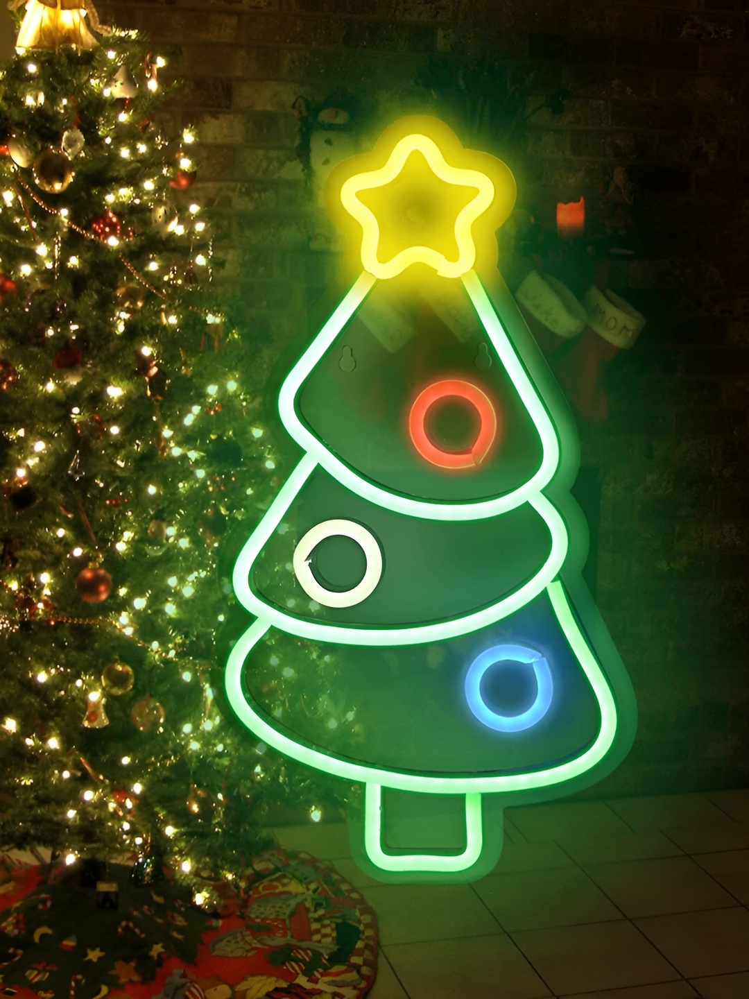 

the party planet Green & Yellow Christmas Tree LED Neon Light