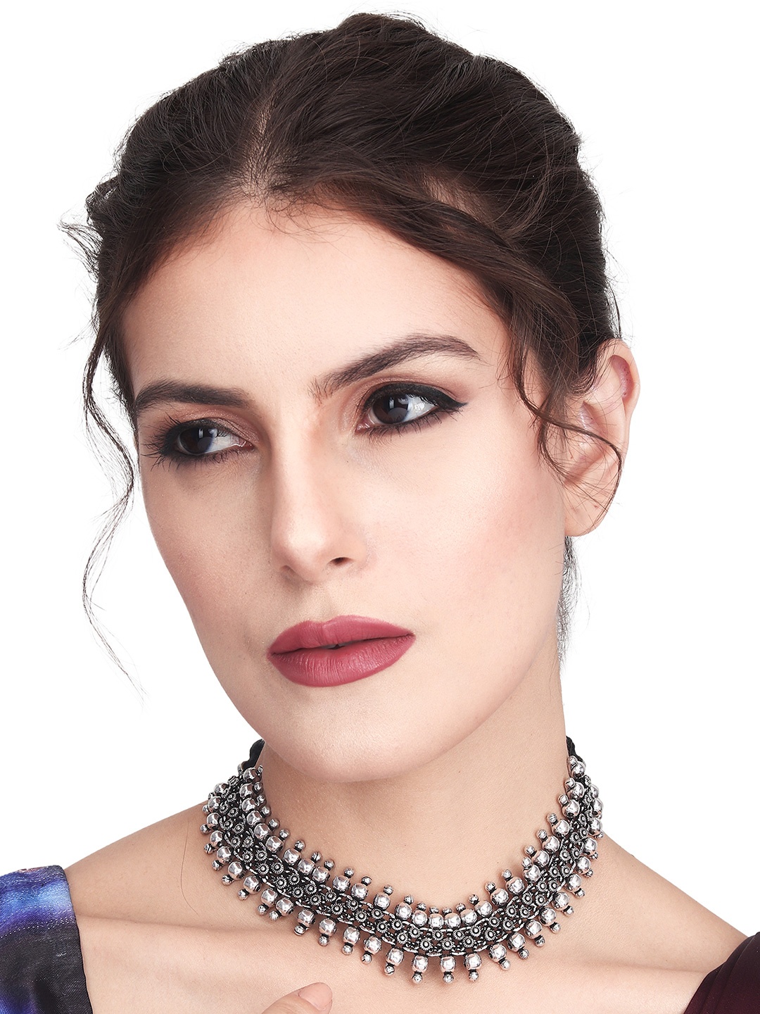 

Anvik Silver-Plated Oxidised Statement Necklace