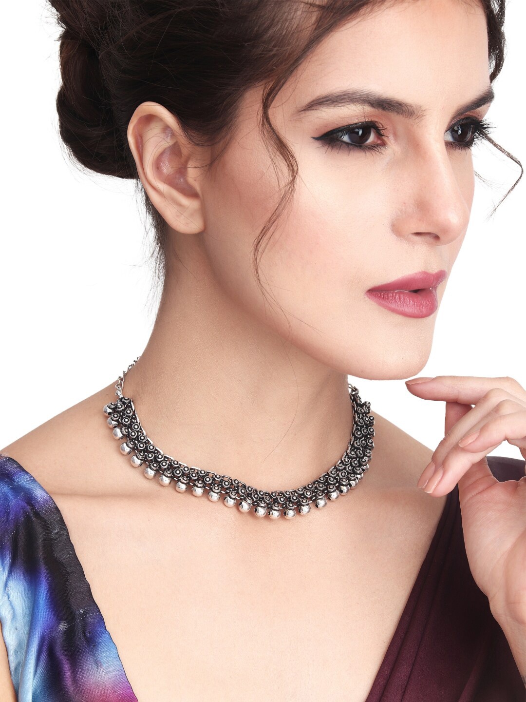 

Anvik Silver-Plated Oxidised Statement Necklace