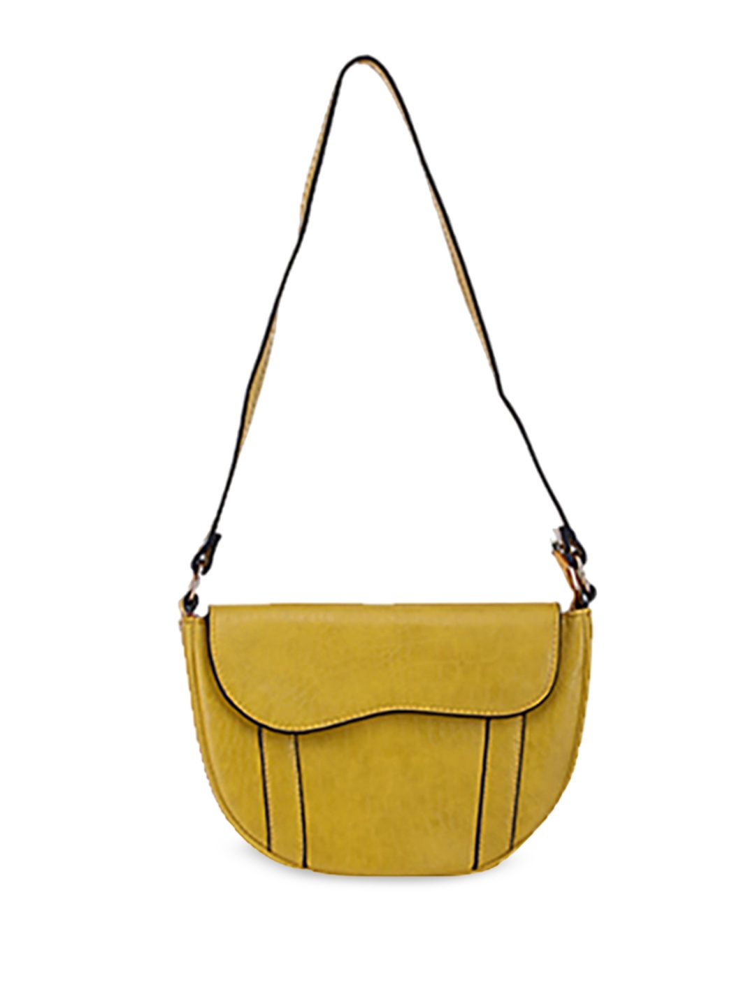 

LA ELLORE Textured Structured Shoulder Bag, Yellow