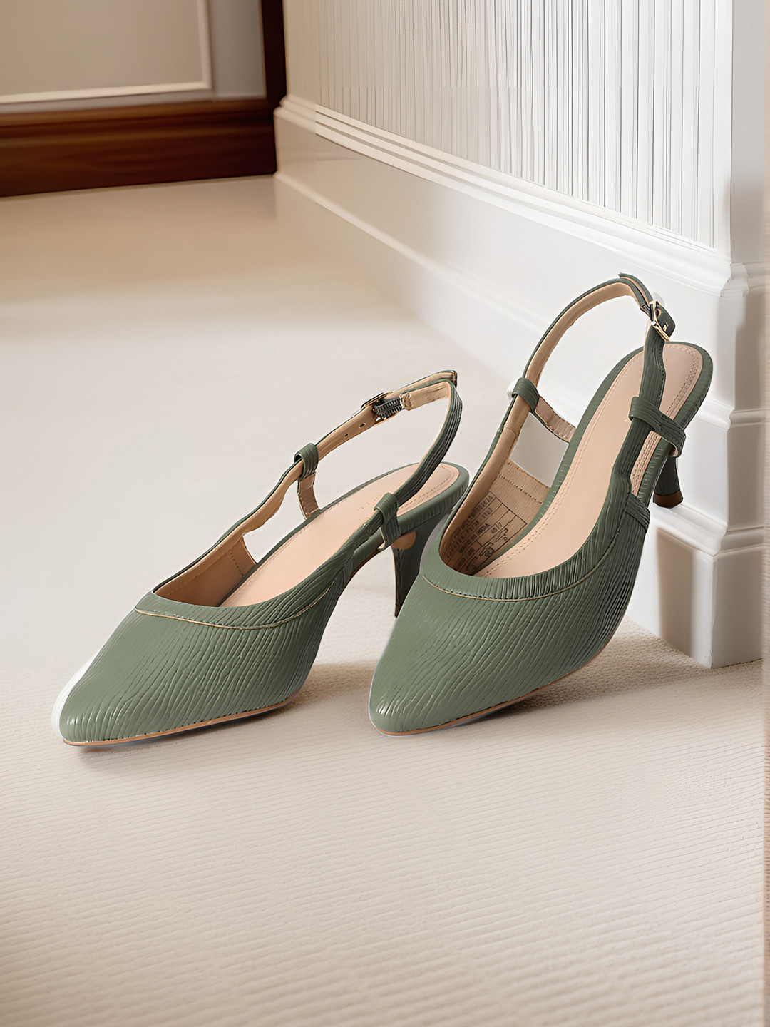 

Van Heusen Textured Kitten Pumps, Green