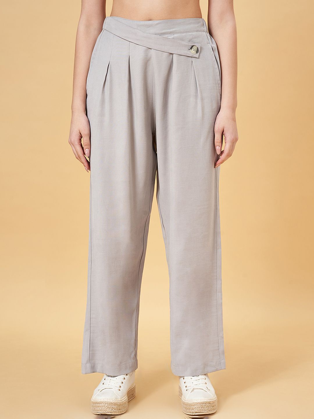 

People Grey Women High-Rise Trouser