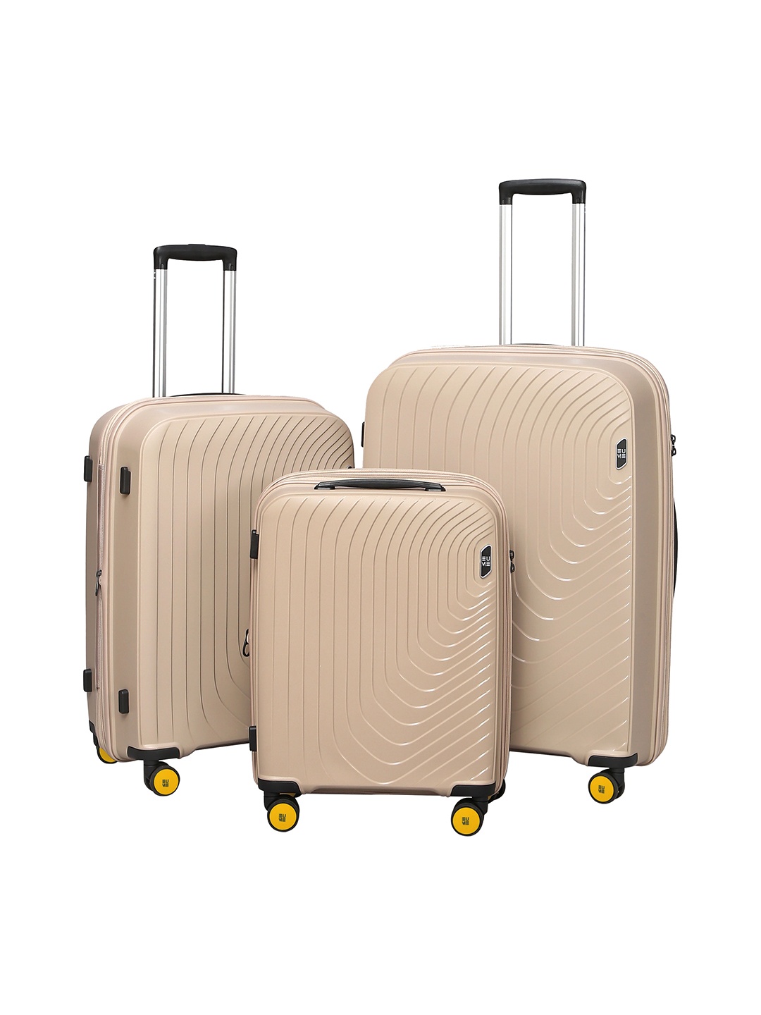 

EUME Wanderer Set Of 3 Textured Hard Sided Trolley Bags, Champagne