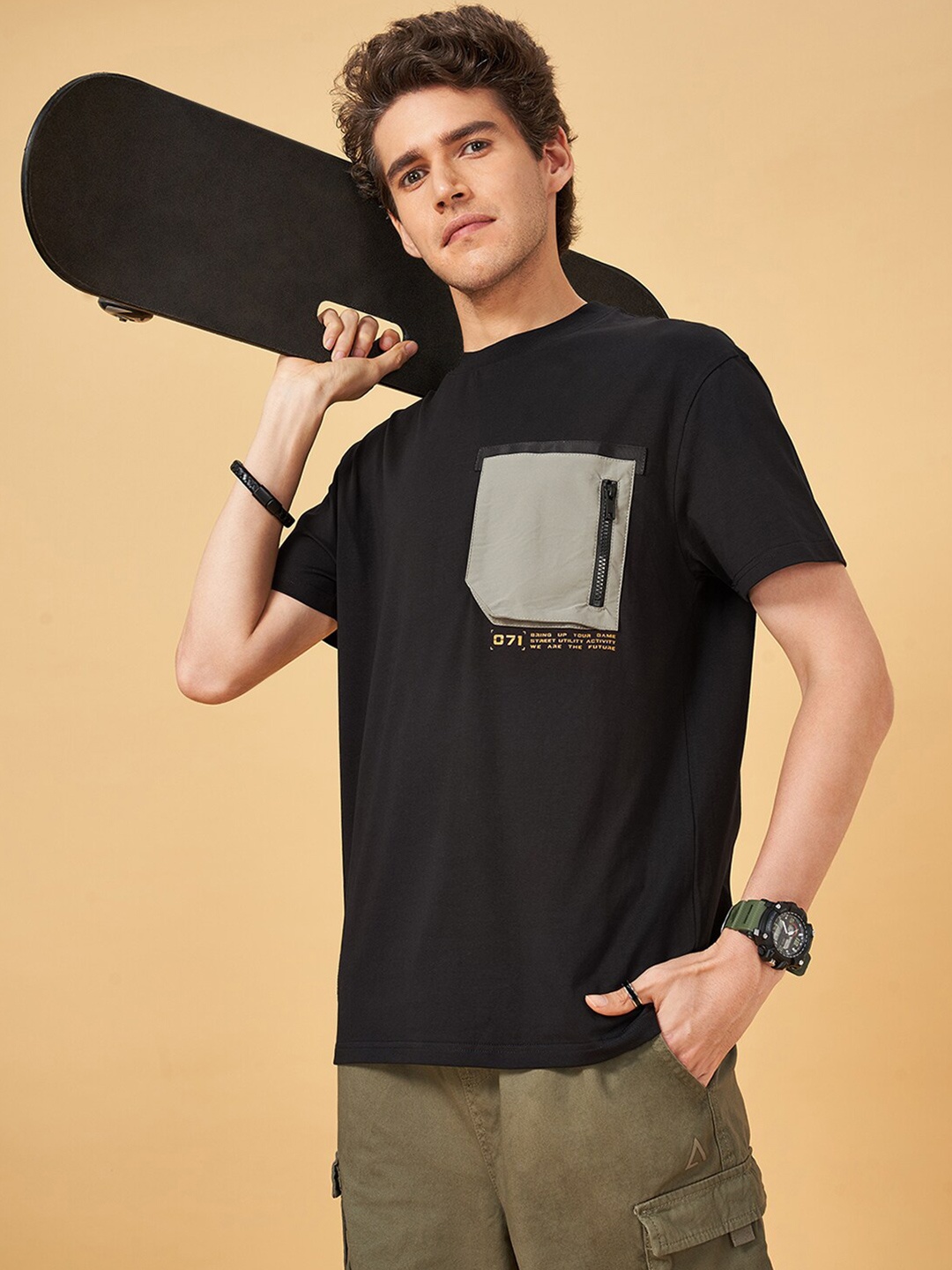 

Street 808 by Pantaloons Round Neck Oversized Casual T-shirt, Black