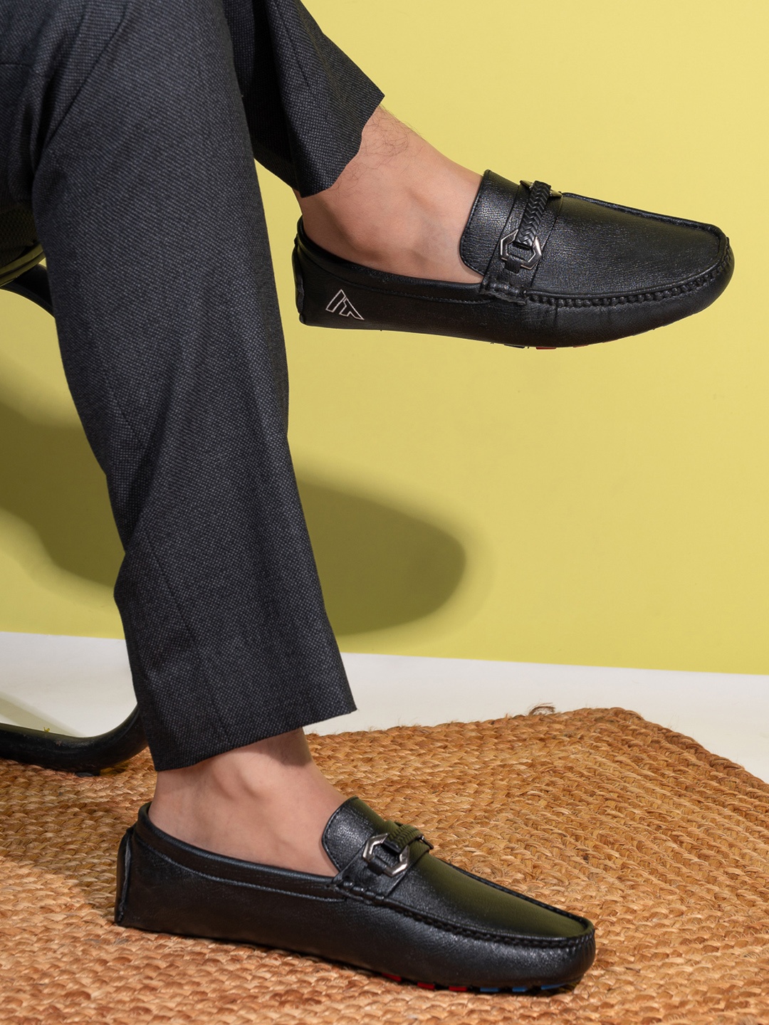 

Alberto Torresi Men Textured Lightweight Horsebit Loafers, Black