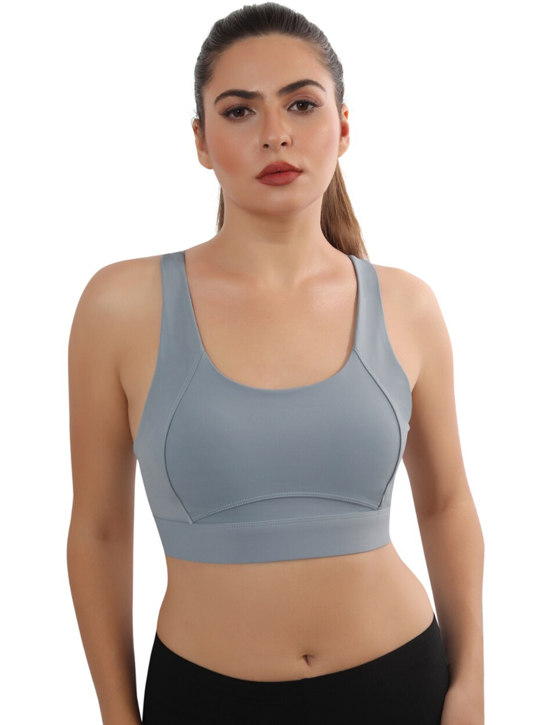 

Bella Voste Rapid-Dry Full Coverage Seamless Lightly Padded Workout Bra-360 Degree Support, Blue