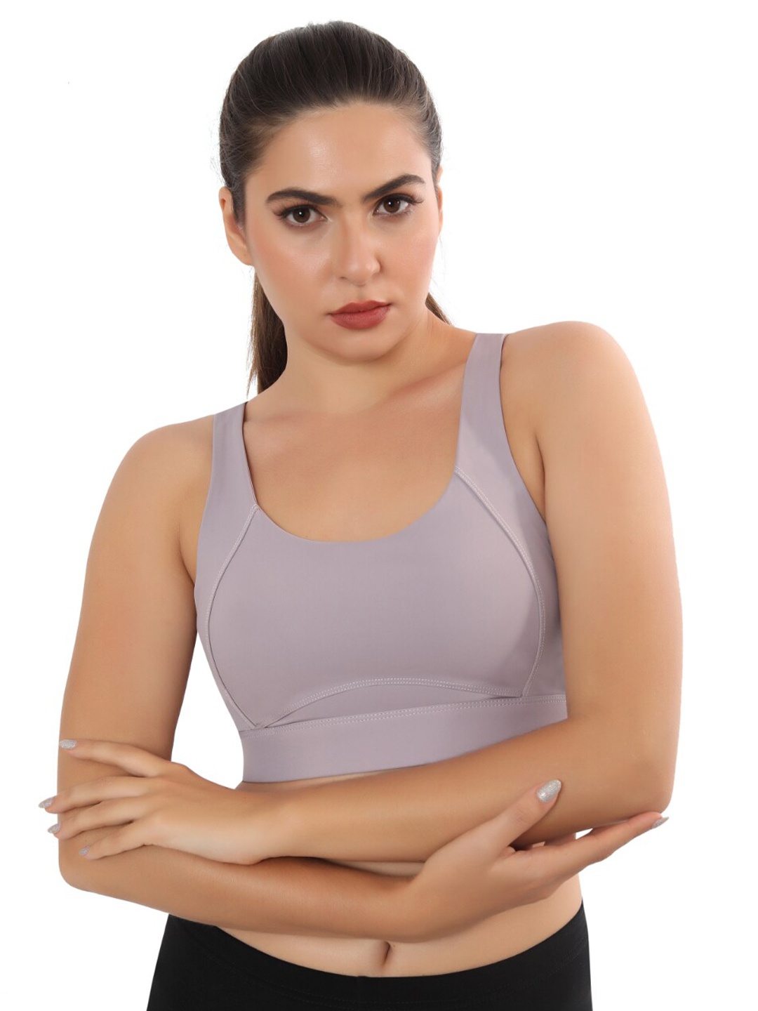 

Bella Voste Dry Fit Full Coverage Seamless Lightly Padded Workout Bra-All Day Comfort, Violet