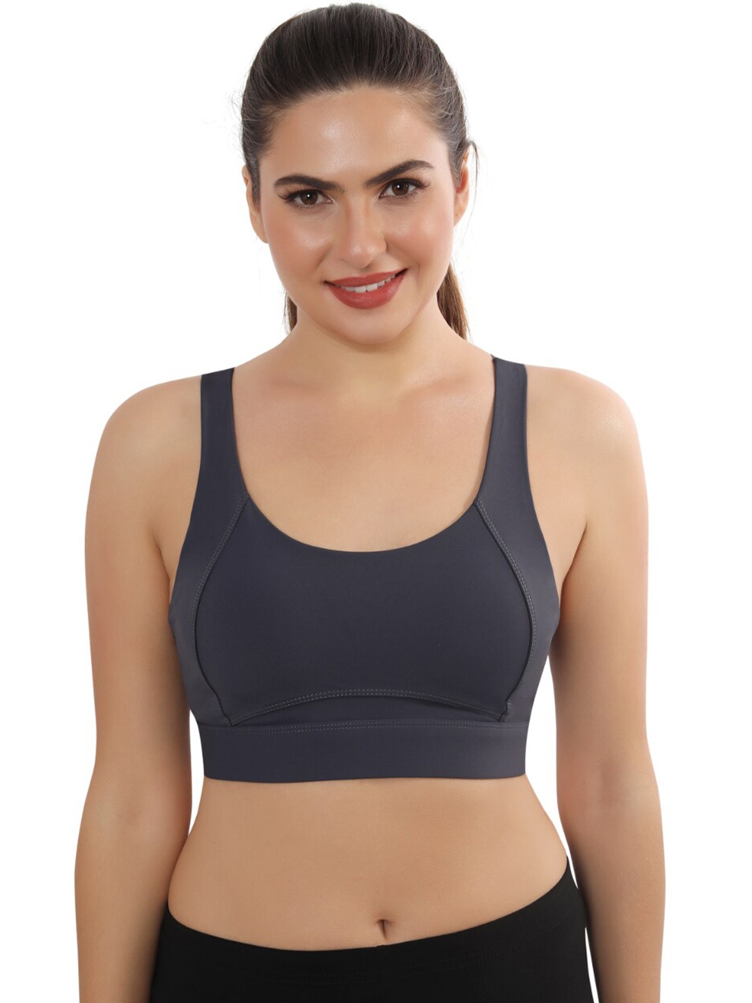 

Bella Voste Anti Odour Full Coverage Seamless Lightly Padded Workout Bra-Moisture Wicking, Navy blue