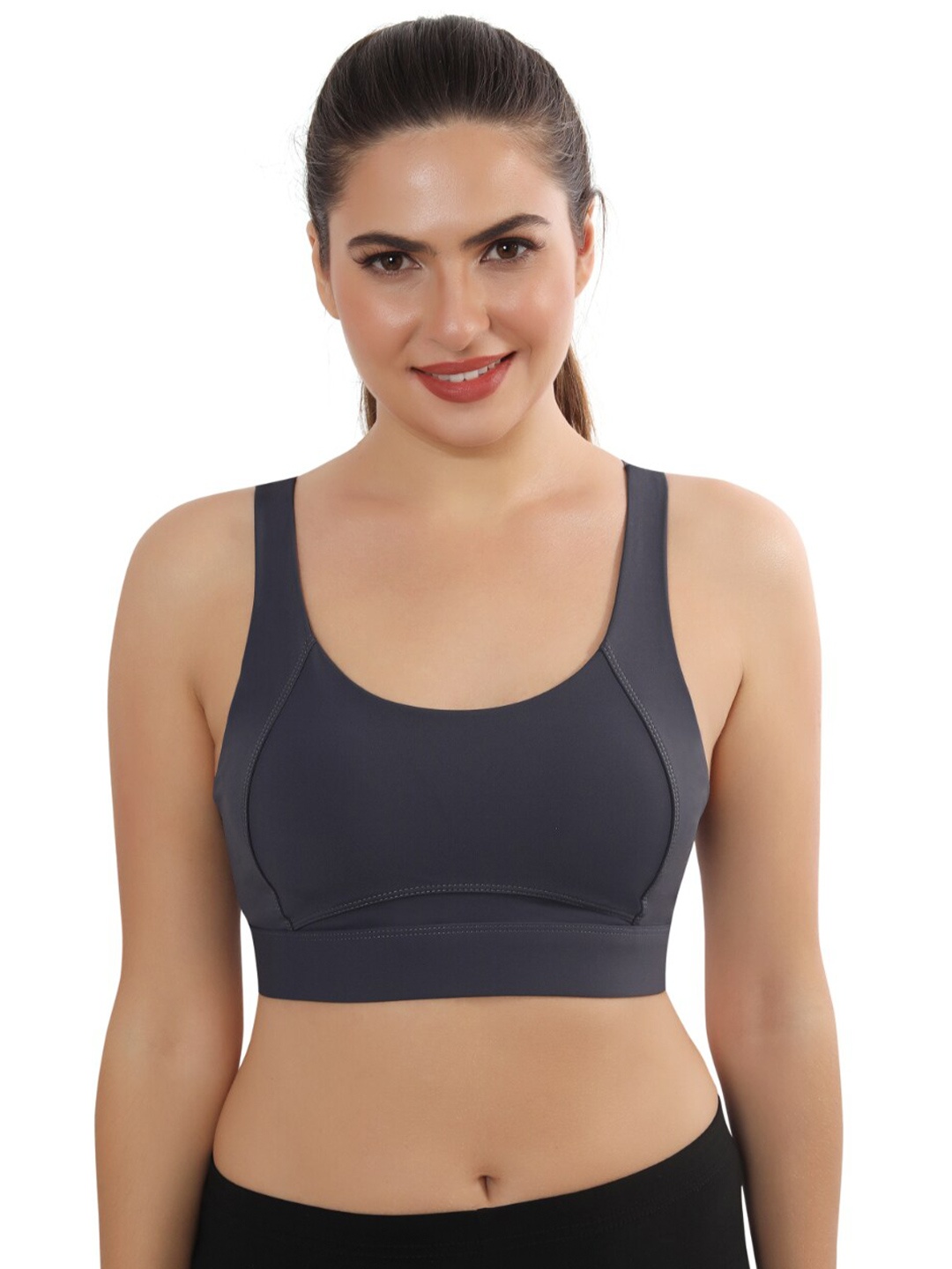 

Bella Voste Dry Fit Full Coverage Seamless Lightly Padded Workout Bra-All Day Comfort, Navy blue