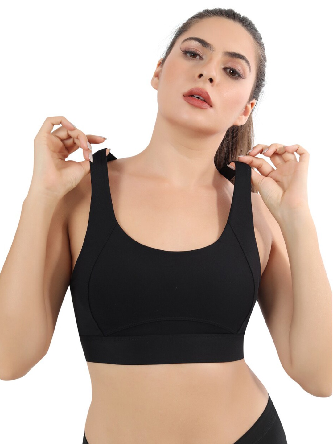 

Bella Voste Dry Fit Full Coverage Seamless High Support Workout Bra-360 Degree Support, Black