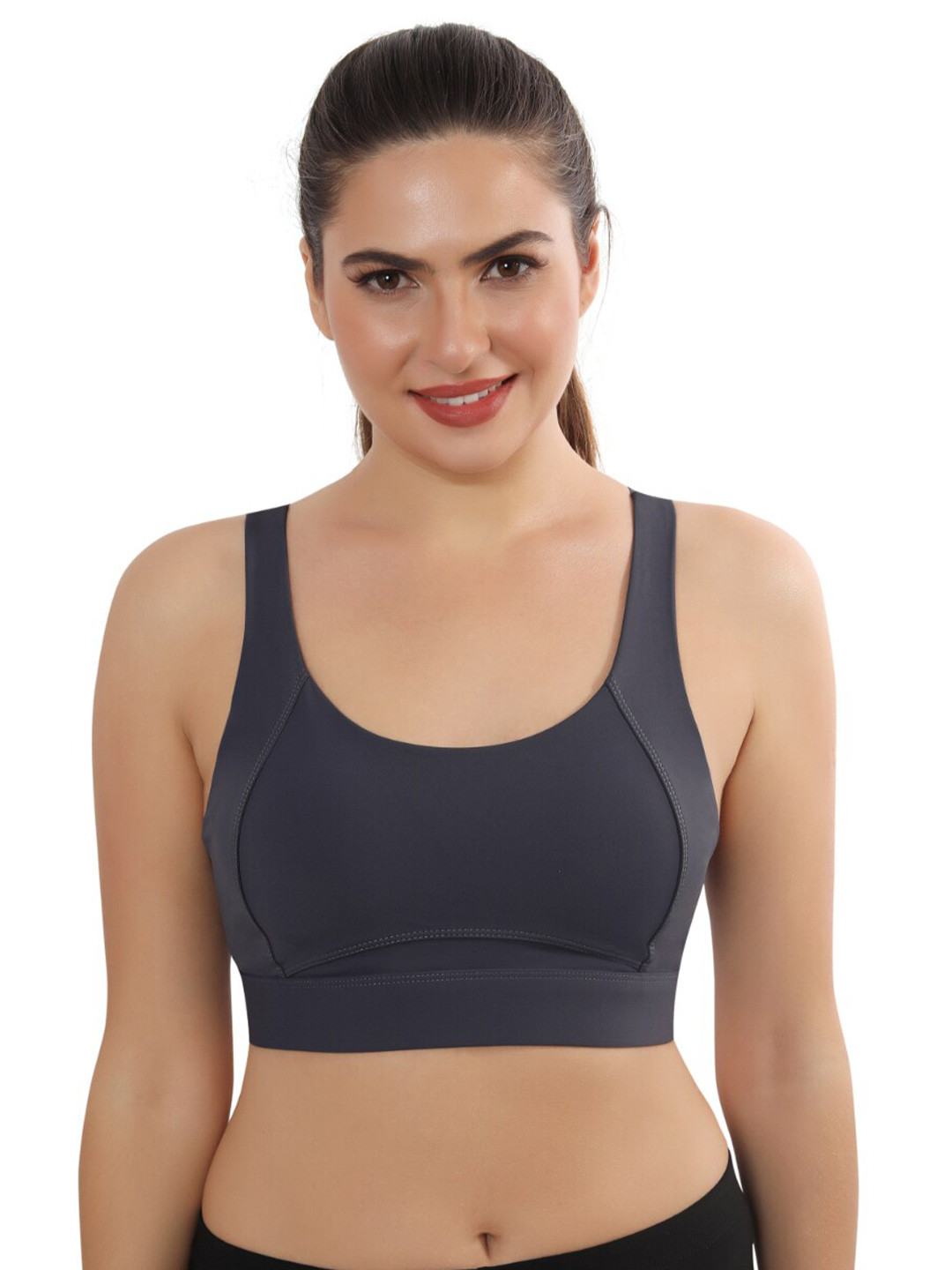 

Bella Voste Anti Odour Full Coverage Seamless Lightly Padded Workout Bra-Anti Bacterial, Navy blue